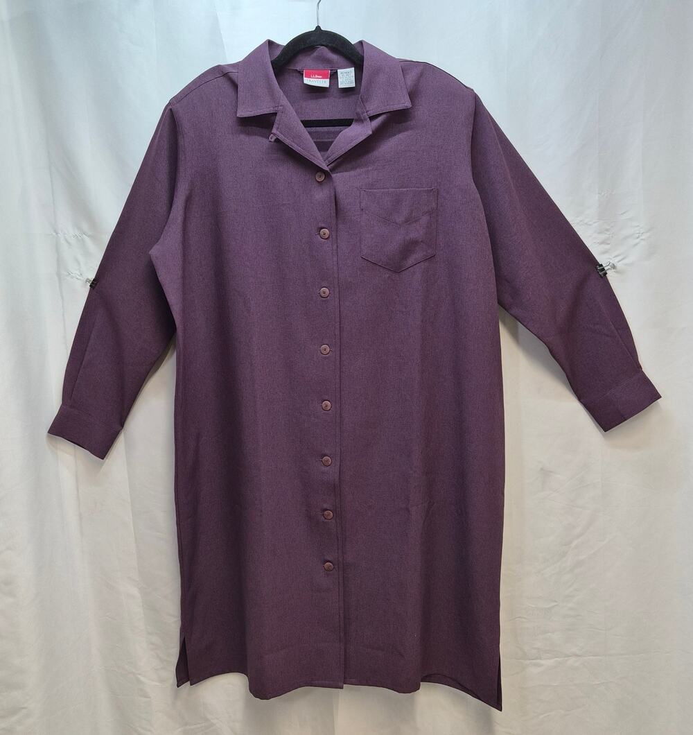 L.L. Bean Traveler Plum Purple Shirt Dress Women's XL Petite Lagenlook Comfort